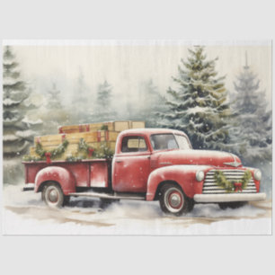 Winter Wonderland: Vintage Truck Christmas Trees Tissue Paper