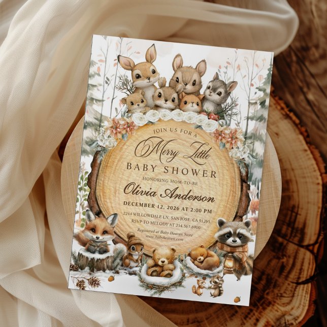 Winter Wonderland Watercolor Animals Baby Shower Invitation (Creator Uploaded)