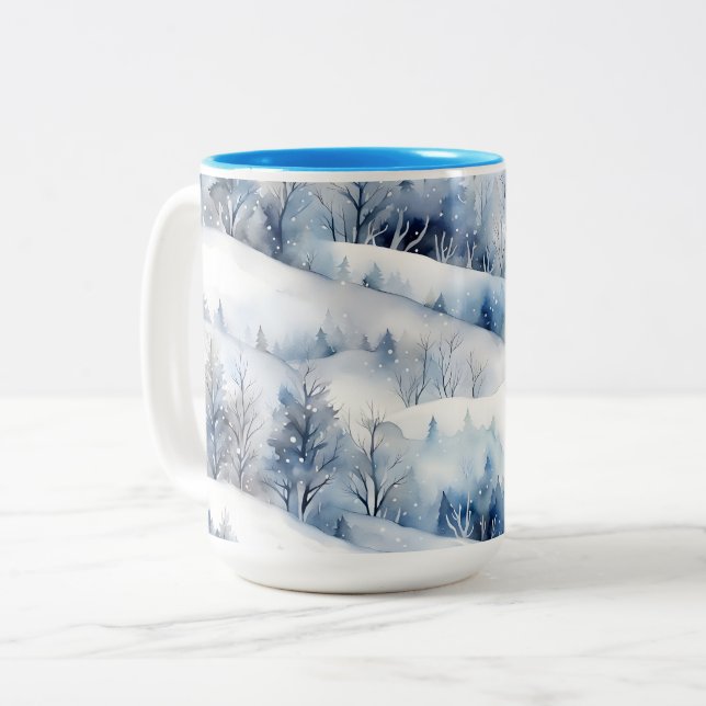 Winter Wonderland Watercolor Artisan Coffee Mug (Front Left)