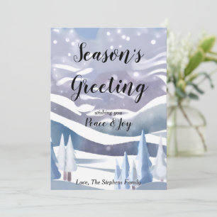 Winter Wonderland Watercolor Greeting Holiday Card