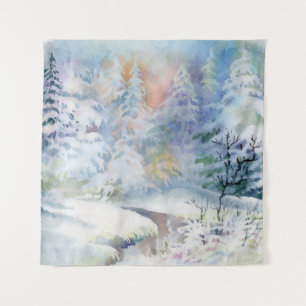 Winter Wonderland: Watercolor Landscape Tapestry