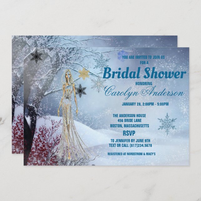 Winter Wonderland Wedding Bridal Shower Invitation (Front/Back)