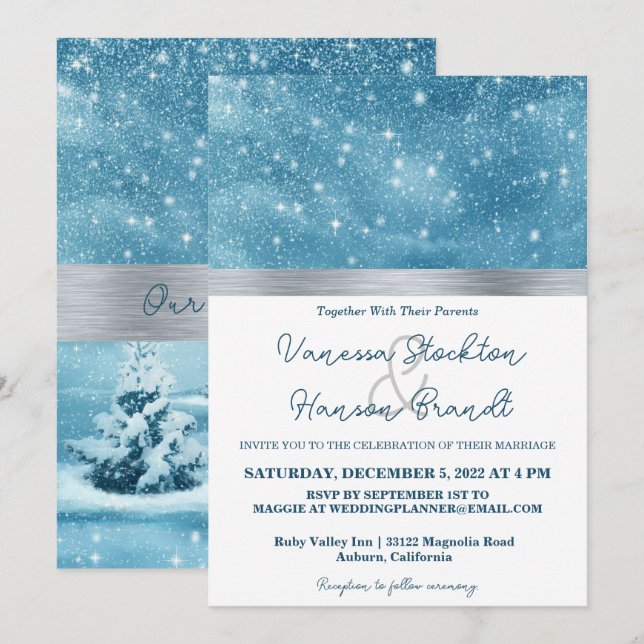 Winter Wonderland Wedding Invitation (Front/Back)
