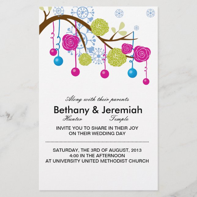 Winter Wonderland Wedding invitation Stationery (Front)