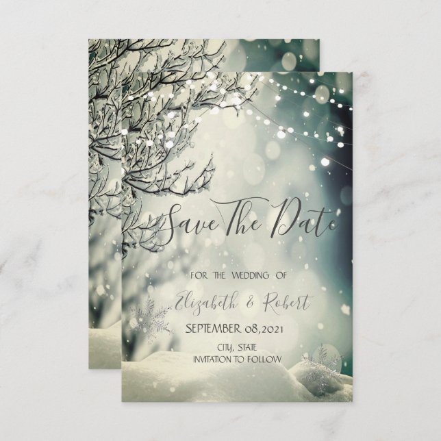 Winter Wonderland Wedding Save The Date (Front/Back)