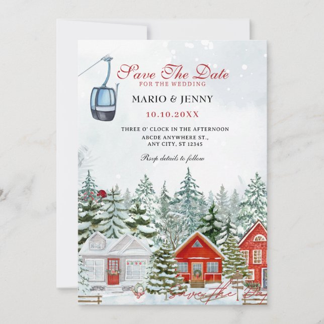 Winter wonderland wedding save the date (Front)