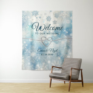 Winter Wonderland Wedding Welcome Backdrop Tapestry