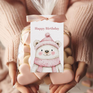Winter Wonderland White Bear Happy Birthday  Gift Tags