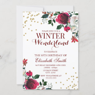 Winter Wonderland White Flowers invitation