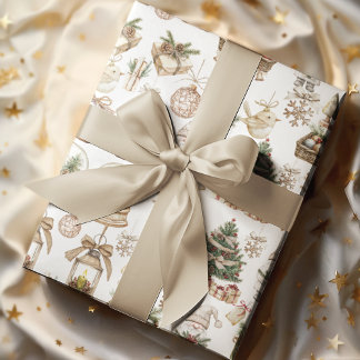 Winter Wonderland with Bird and Ornaments Wrapping Paper