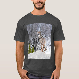 Winter Wonderland with Deer Collage Art T-Shirt