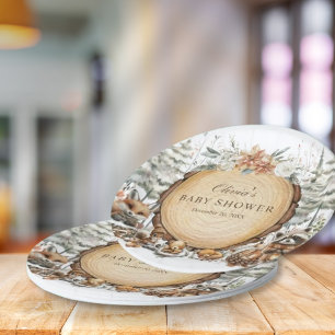 Winter Wonderland Woodland Animals Baby Shower Paper Plate