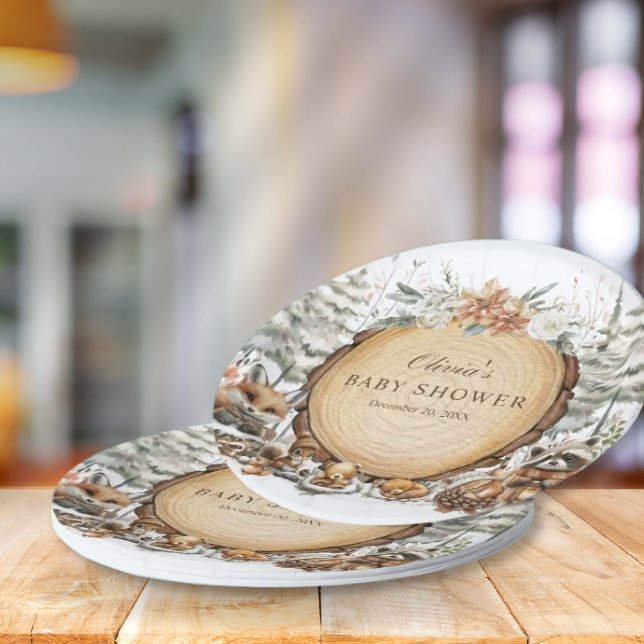 Winter Wonderland Woodland Animals Baby Shower Paper Plate (Creator Uploaded)