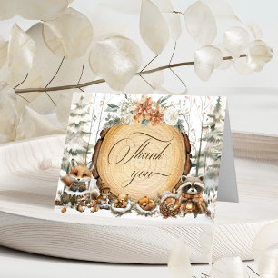 Winter Wonderland Woodland Animals Baby Shower Thank You Card
