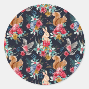 Winter Wonderland Woodland Animals Christmas Classic Round Sticker