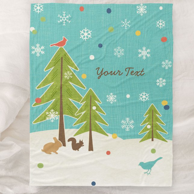 Winter Wonderland Woodland Scene personalised Fleece Blanket (Creator Uploaded)