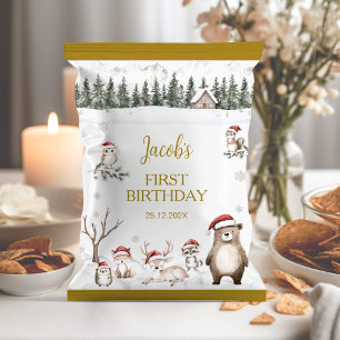 Winter Woodland 1st Birthday Chip Bag Wrapper