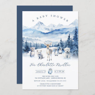 Winter Woodland Animal Baby Shower Invite