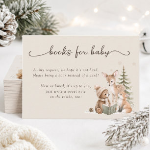 Winter Woodland Animals Baby Shower Books For Baby Enclosure Card