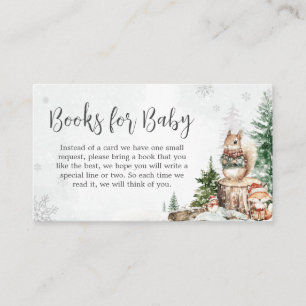 Winter Woodland Animals Baby Shower Books for Baby Enclosure Card