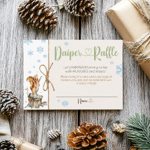 Winter Woodland Animals Baby Shower Diaper Raffle Enclosure Card