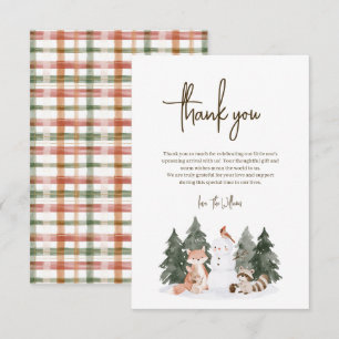 Winter Woodland Animals Baby Shower Flat Thank You Card