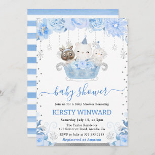 Winter Woodland Animals Baby Shower Invitation