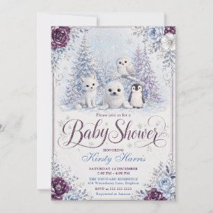 Winter Woodland Animals Baby Shower Invitation