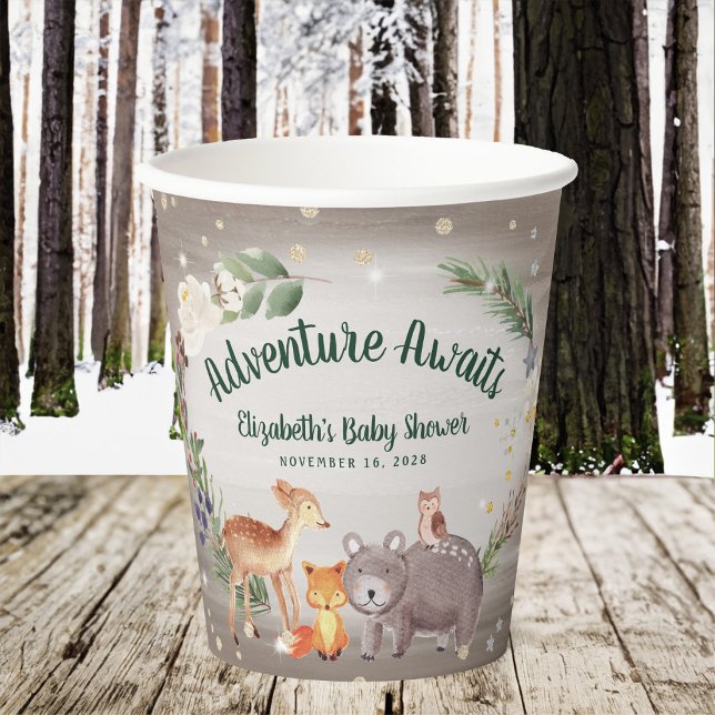 Winter Woodland Animals Baby Shower Paper Cups (Creator Uploaded)