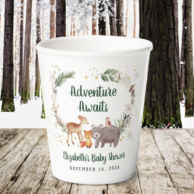 Winter Woodland Animals Baby Shower Paper Cups (Creator Uploaded)