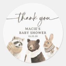 Winter Woodland Animals Baby Shower Thank You