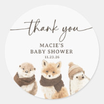 Winter Woodland Animals Baby Shower Thank You
