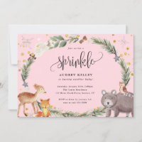 Winter Woodland Animals Baby Sprinkle Shower Pink