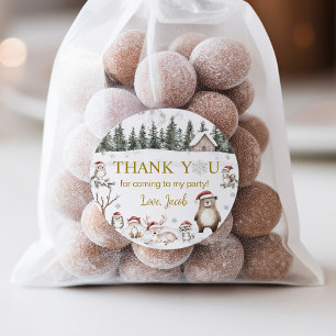 Winter Woodland Animals Birthday  Classic Round Sticker