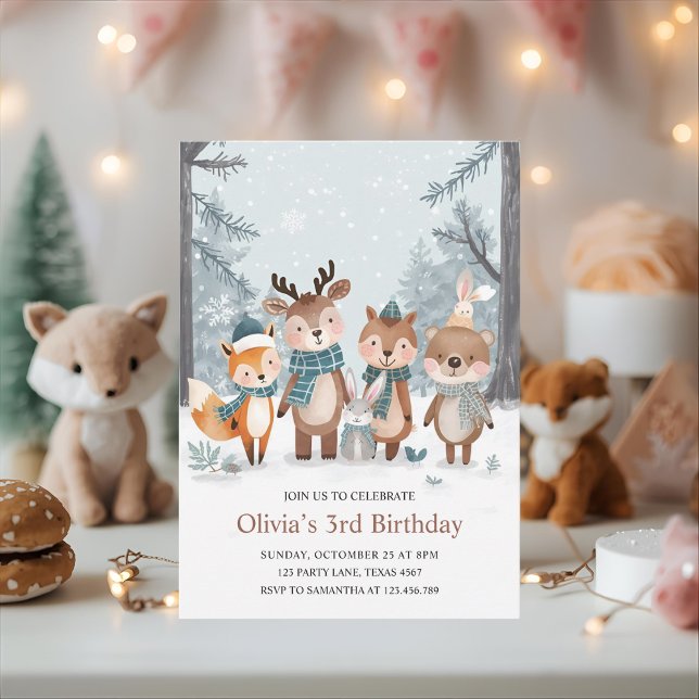 Winter Woodland Animals Birthday Invitation (Creator Uploaded)