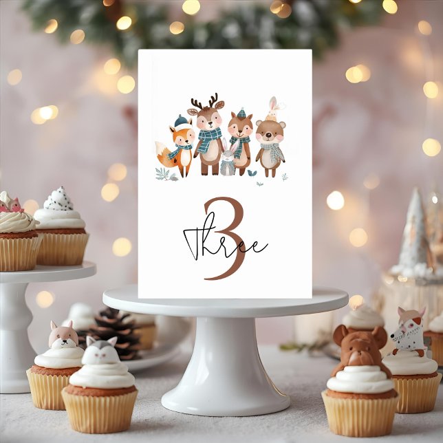 Winter Woodland Animals Birthday  Table Number (Creator Uploaded)