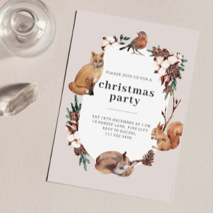 Winter Woodland Animals Christmas Party Invitation