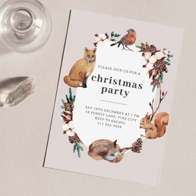 Winter Woodland Animals Christmas Party Invitation (Creator Uploaded)