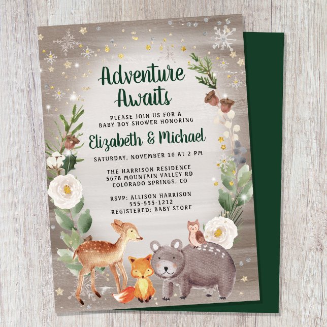 Winter Woodland Animals Couples Baby Shower Invitation (Creator Uploaded)