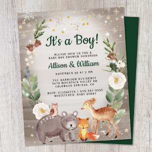 Winter Woodland Animals Couples Baby Shower Invite