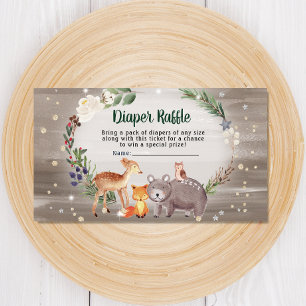 Winter Woodland Animals Diaper Raffle Baby Shower Enclosure Card