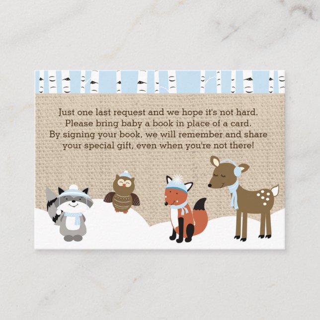 Winter Woodland Animals Enclosure Book Request Card (Front)