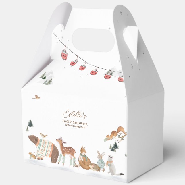 Winter Woodland Animals Forest Baby Shower Favour Box (Front)