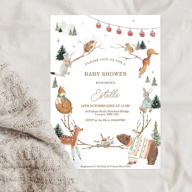 Winter Woodland Animals Forest Baby Shower Invitation (Creator Uploaded)