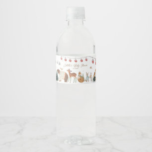 Winter Woodland Animals Forest Baby Shower Water Bottle Label