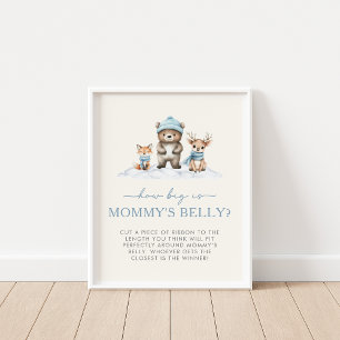 Winter Woodland Animals How Big is Mommy's Belly Poster