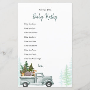  Winter Woodland Animals Prayers for Baby Card