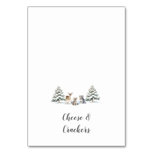 Winter Woodland Animals Shower Buffet Food Labels Table Number