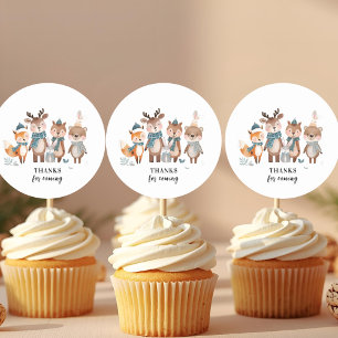 Winter Woodland Animals Thank You  Classic Round Sticker