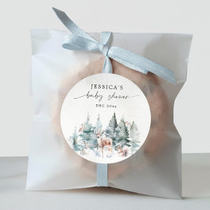 Winter Woodland Baby It's Cold Outside Baby Shower Classic Round Sticker